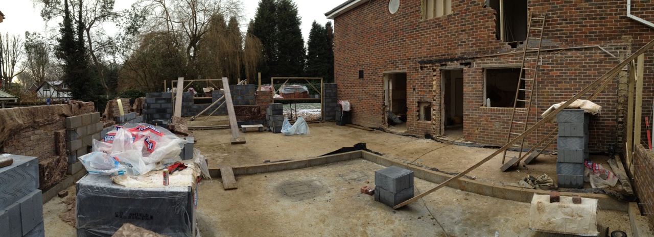 Kitchen finishes and walls continue upwards