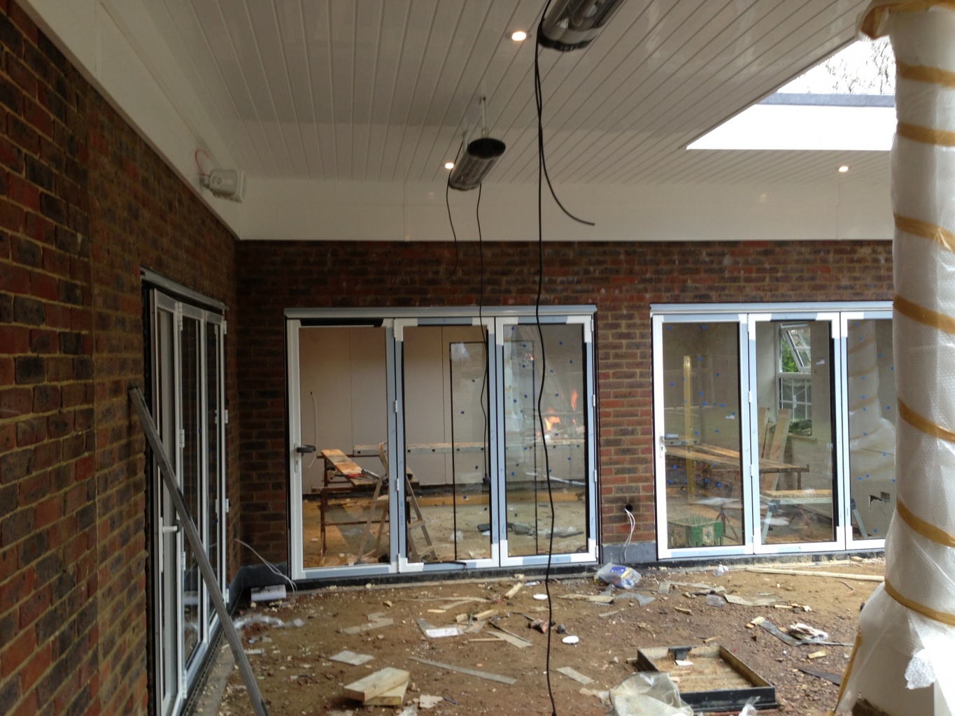 Bi-fold doors, heaters and lights